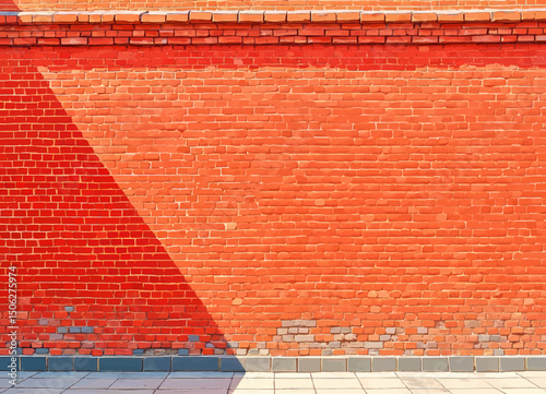 Curved Red Brick Wall in Warm Afternoon Light