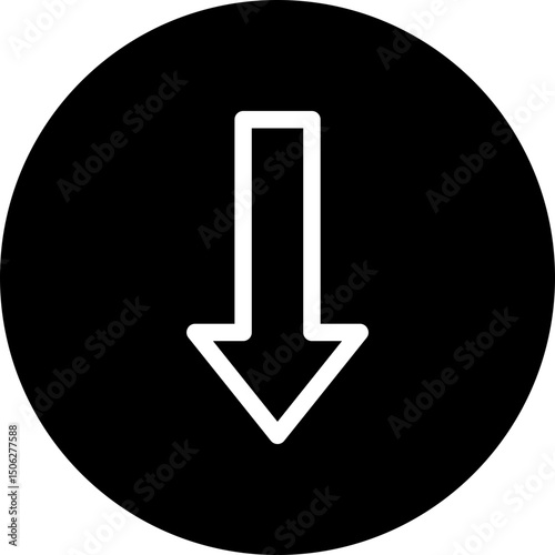 Down Arrow Vector Circular Isolated Icon, User Interface Icon.