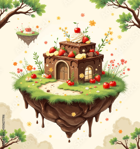 Enchanted Chocolate Cottage in Whimsical Forest