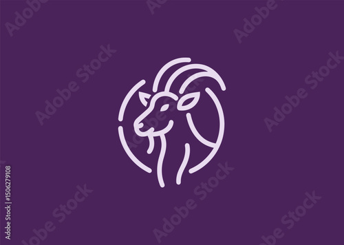 Line style goat logo for farm, climbing, or unique brand identity.