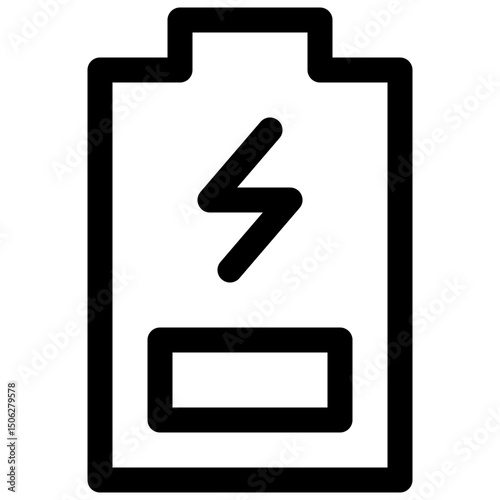 Low Battery, Charging Vector Lineal Isolated Icon, User Interface Icon.