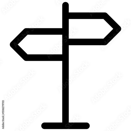 Direction Sign Icon, Sign Post, Lineal Style Isolated Vector Icon.