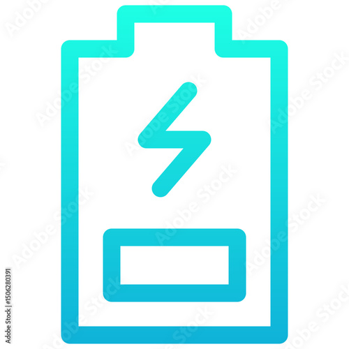 Low Battery, Charging Vector Lineal gradient Isolated Icon, User Interface Icon.	
