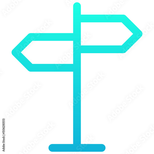 Direction Sign Icon, Sign Post, Lineal gradient Style Isolated Vector Icon.	
