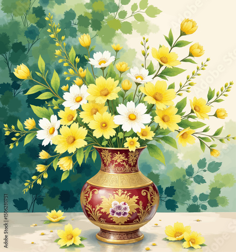 Lush Bouquet of Daisies in Elegant Vase, Spring Garden