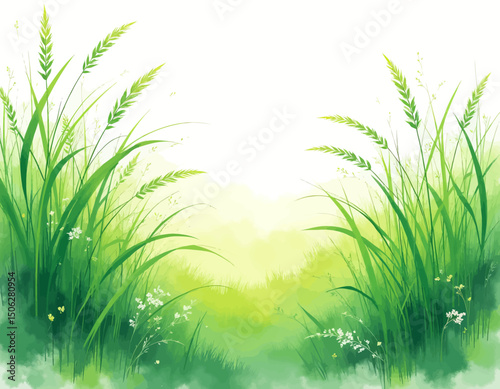 Lush Meadow in Morning Light with Wildflowers