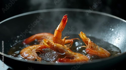 shrimp in water, oil