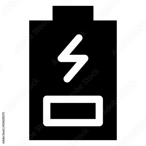 Low Battery, Charging Vector Silhouette Isolated Icon, User Interface Icon.