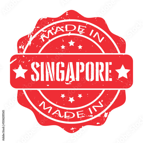 Authentic Made in Singapore Stamp with Grunge Texture