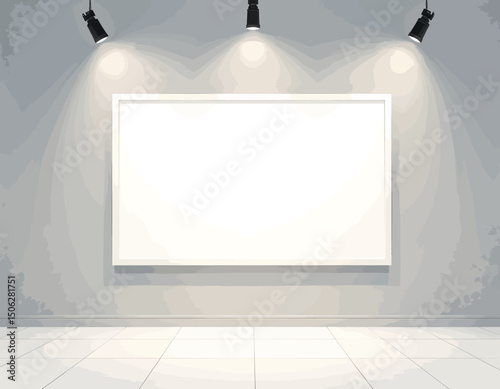 Minimalist Gallery Display with Spotlights and White Wall