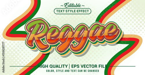 Editable text style effect - Reggae text style theme. Vector text style illustration template.