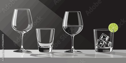 Minimalistic Glassware Collection with Lime Garnish