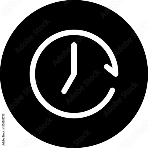 Clock Vector Icon, Circular Style Isolated Vector Icon. 