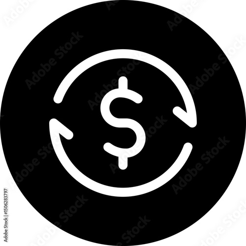 Dollar Refund Vector Icon, Money Transfer, Circular Style Isolated Vector Icon. 