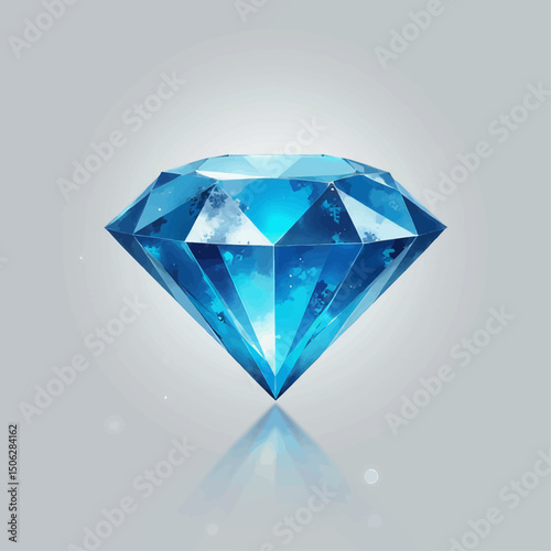 Shimmering Blue Diamond Reflection in Serene Light