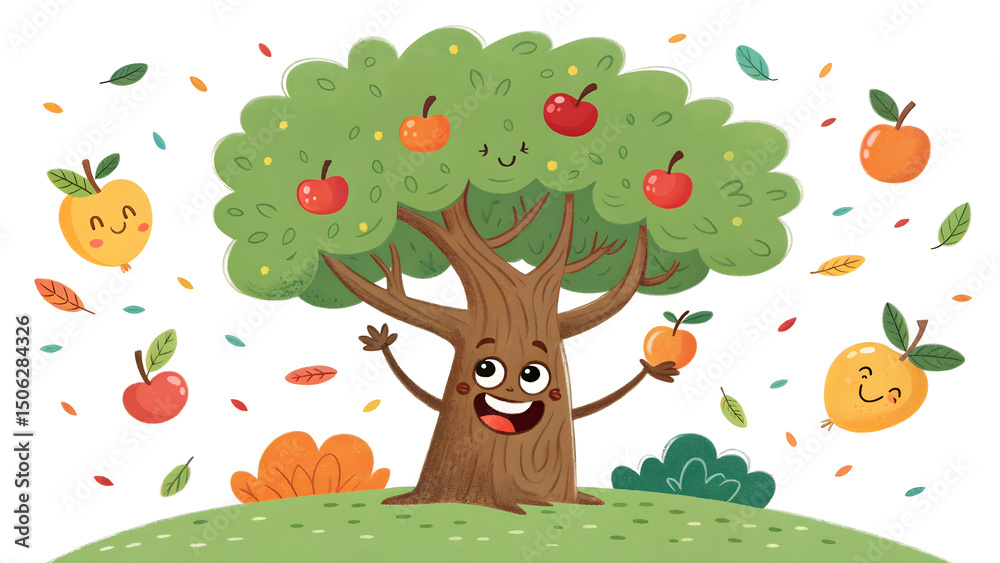 Obraz premium Happy Tree with Fruit Family