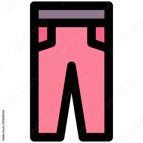 Trouser, Jeans Or Pants, Lineal Color Style Isolated Vector Icon. 