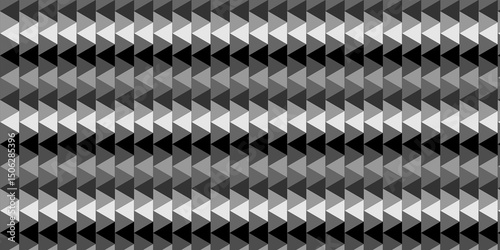 Seamless Black and White Geometric Triangle Pattern, Abstract Modern Zigzag or Chevron Repeat Background, Monochromatic Optical Illusion Design with Sharp Angles.