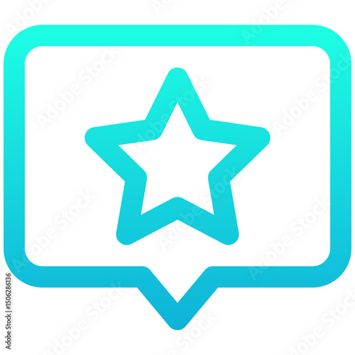Favorite, Star In The Chat Box Vector Icon, Lineal gradient Style Isolated Vector Icon.	