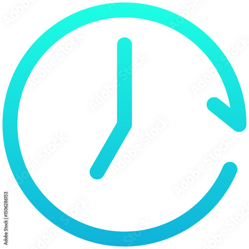 Clock Vector Icon, Lineal gradient  Style Isolated Vector Icon.	