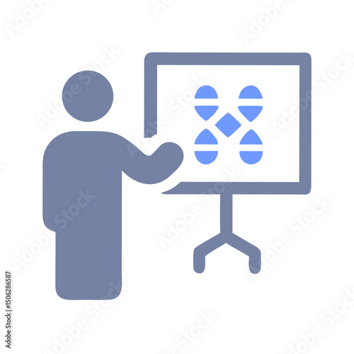 Scientist Presenting Genetic Data Icon – Research and DNA Analysis Symbol