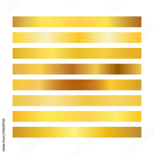 Set of Gold Gradient Color Swatches for Design. SVG.