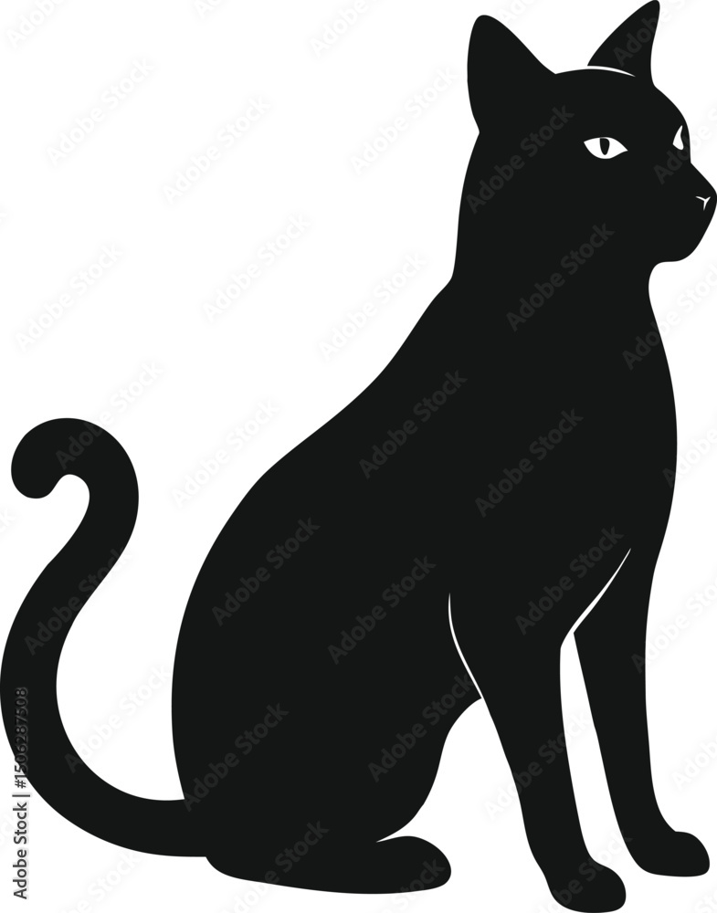 Stylish black silhouette of a seated cat. Stylish black silhouette of a seated cat.
