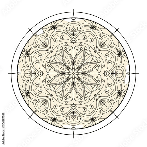 Intricate Mandala Artwork: A serene artistic mandala design unfolds, centered, its pattern a testament to the artist's dedication to detail.