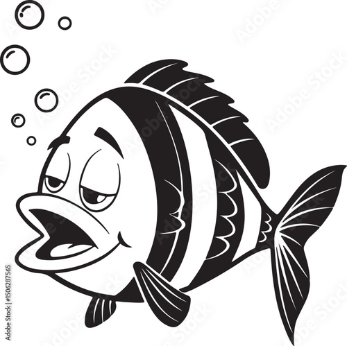 Drowsy Fish Face Silhouette Expression
