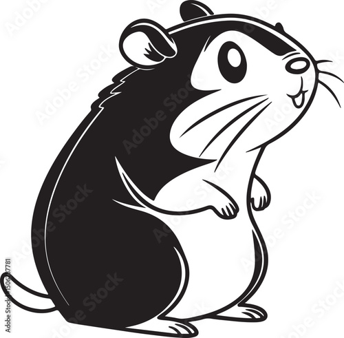 Front Facing Sitting Hamster Silhouette Style