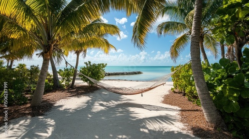 Tranquil Hammock Haven: Palm-Fringed Beach Paradise