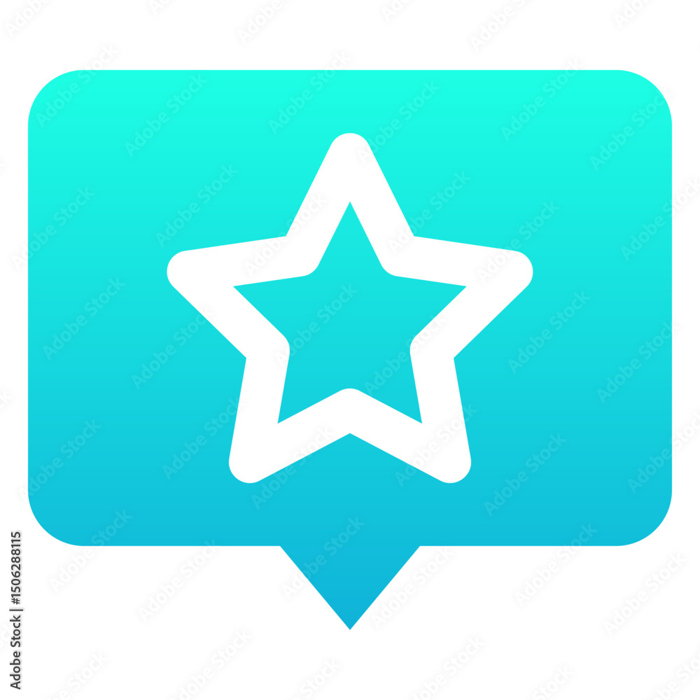 Favorite, Star In The Chat Box Vector Icon, Silhouette Gradient Style Isolated Vector Icon. Favorite, Star In The Chat Box Vector Icon, Silhouette Gradient Style Isolated Vector Icon.
