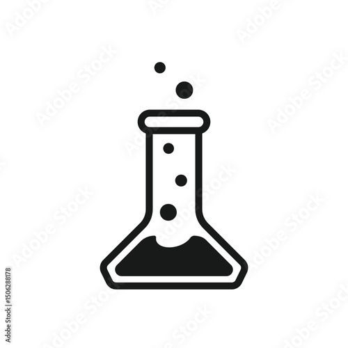 Laboratory beaker icon. Chemical experiment in flask. Сhemistry and biology symbol. Stock Illustration
