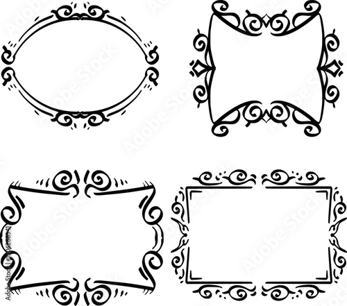featuring four decorative frame designs with different classic ornamental styles