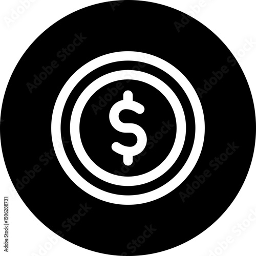 Money, Dollar Coin Vector Icon, Circular Style Isolated Vector Icon. 