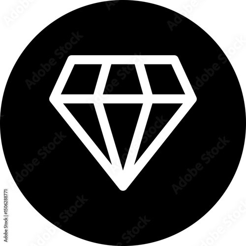 Diamond, Gems Symbol Vector Icon, Circular Style Isolated Vector Icon. 
