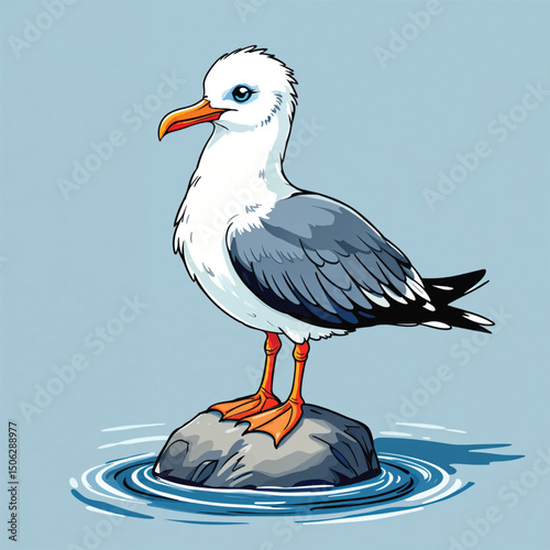 white stork on the beach