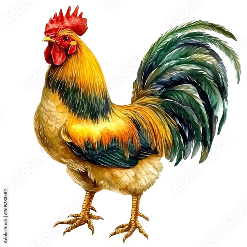 watercolor vector of Chicken, high quality, isolated on a white background.