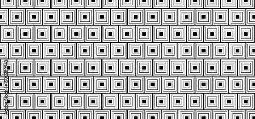 Seamless Black and White Geometric Square Pattern, Abstract Modern Optical Illusion Grid Background, Minimalist Monochrome Design: Repeating Square Tiles, Elegant 