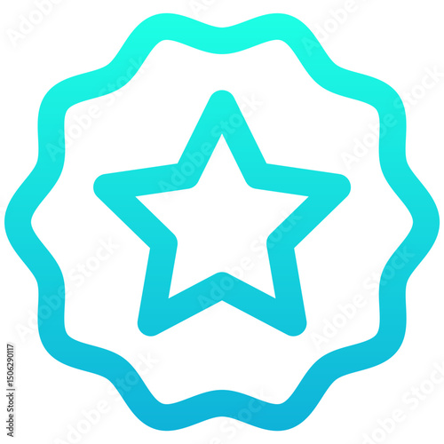 Favorite Icon Like Warranty Rosette. Star Badge Vector Icon. Lineal Gradient Style Isolated Vector Icon. 