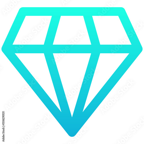Diamond, Gems Symbol Vector Icon, Lineal Gradient Style Isolated Vector Icon. 