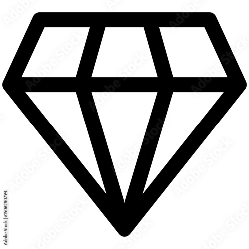 Diamond, Gems Symbol Vector Icon, Lineal Style Isolated Vector Icon.	