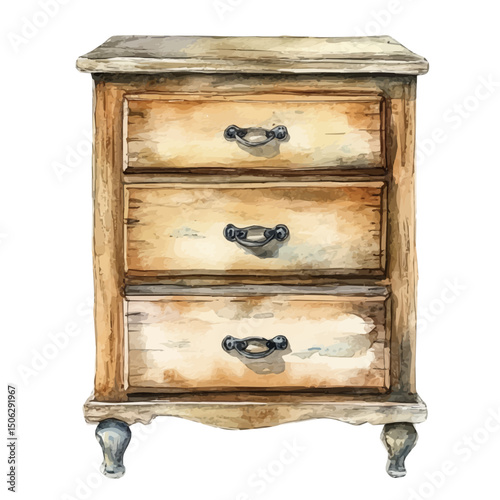 watercolor of Chest Of Drawers, vector high quality, isolated on a white background.