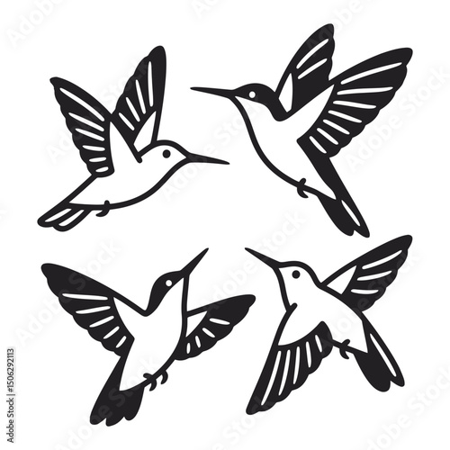 captures graceful hummingbirds mid-air, showcasing nature's elegance and synchronized beauty against a vibrant sky.