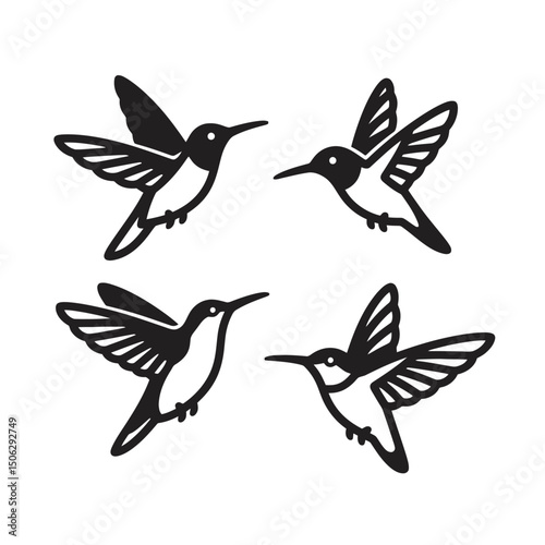 captures graceful hummingbirds mid-air, showcasing nature's elegance and synchronized beauty against a vibrant sky.