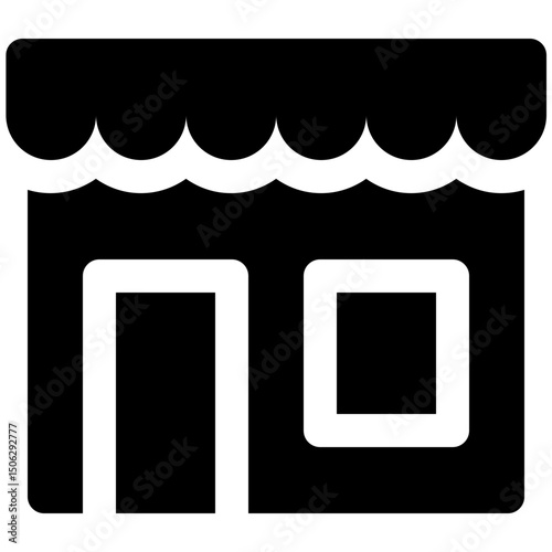 Store, Shop And Building Vector Icon, Silhouette Style Isolated Vector Icon. 