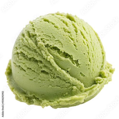 Matcha Ice Cream Scoop Isolated on Transparent Background