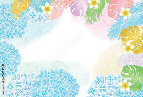あじさい　夏　水彩　和柄　背景