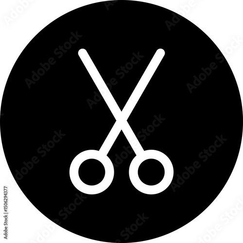 Scissors Icon, Circular Style Isolated Vector Icon.
