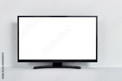 Modern Flat Screen TV Mockup on Gray Background